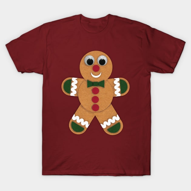 Christmas Felt Gingerbread T-Shirt by LMHDesigns